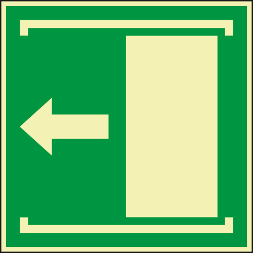 PERMALIGHT power Rettungszeichen: Schiebetür öffnet nach links, ASR/ISO, Folie lang nachleuchtend, 100 x 100 mm, 1 Stück