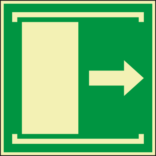 PERMALIGHT power Rettungszeichen: Schiebetür öffnet nach rechts, ASR/ISO, Folie lang nachleuchtend, 100 x 100 mm, 1 Stück