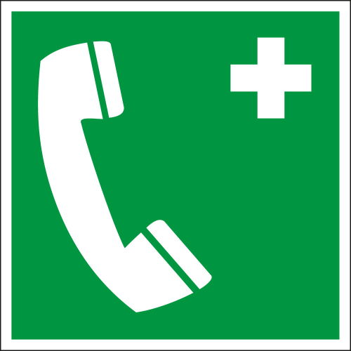 Rettungszeichen: Nottelefon, ASR/ISO, Folie oder Kunststoff, 200 x 200 mm, nur als Einzelstück