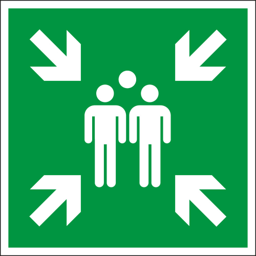 Rettungszeichen: Sammelstelle, grün-weiß, ASR/ISO