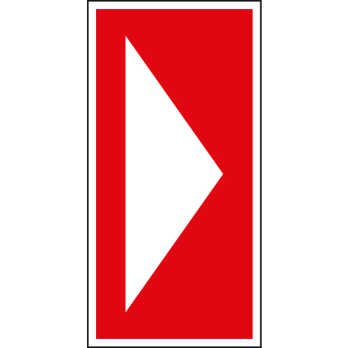 
Richtungsangabe für Brandschutzzeichen, rot-weiß, DIN / TR 4844-4, Folie oder Kunststoff, zwei Größen, nur als Einzelstück
