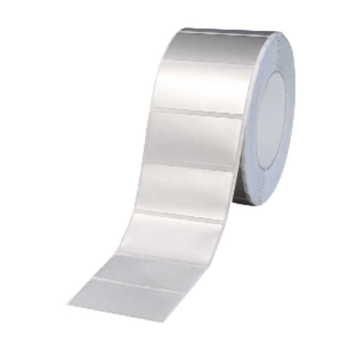 Sicherheitsetikett für Thermotransferdrucker, silber, metallisierte Polyesterfolie, versch. Größen