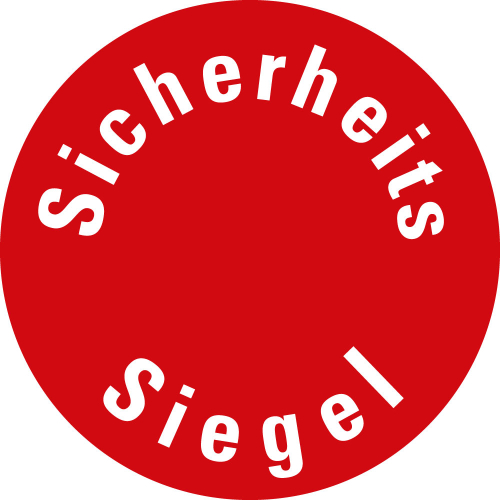Sicherheitssiegel mit Text "Sicherheits Siegel", rot