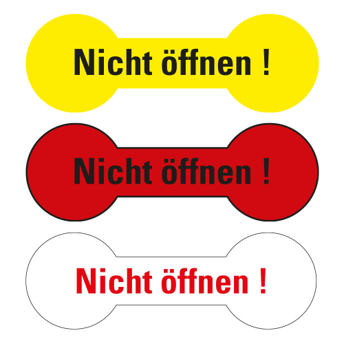 Sicherheitssiegel: Nicht öffnen!, gelb, rot oder weiß