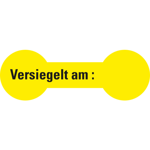 Sicherheitssiegel Versiegelt am:, gelb Sicherheitssiegel Versiegelt am:, gelb