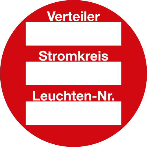 Stromkreisbezeichnungsschild zum Beschriften, Verteiler, Stromkreis, Leuchten-Nr., rot Stromkreisbezeichnungsschild zum Beschriften, Verteiler, Stromkreis, Leuchten-Nr., rot