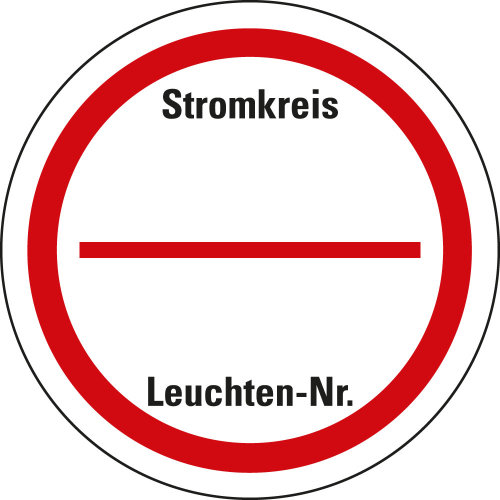 Stromkreisbezeichnungsschild zum Beschriften, Stromkreis, Leuchten-Nr., weiß