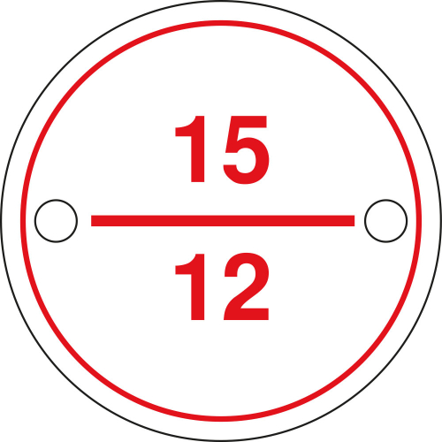 Stromkreisbezeichnungschild mit Text nach Wunsch,Kunststoff graviert, 2 Bohrungen, Ø 40 mm, Stück