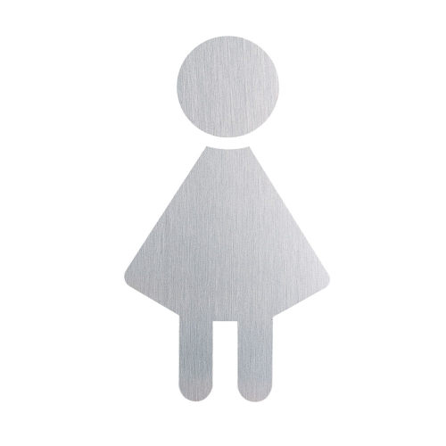 Türhinweisschild: Piktogramm Damen, selbstklebend, Edelstahl, ASR A4.1, Höhe 150 mm, 1 Stück