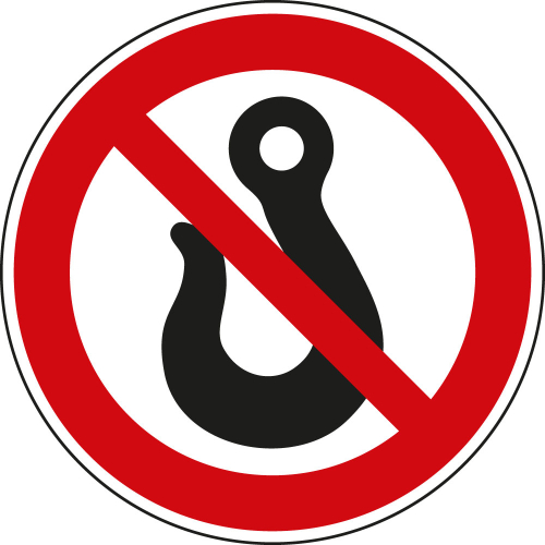 Verbotschild: Kranhaken, praxisbewährt, Standardfolie, Ø 50mm, 10 St./Bogen Verbotschild: Kranhaken, praxisbewährt, Standardfolie, Ø 50mm, 10 St./Bogen