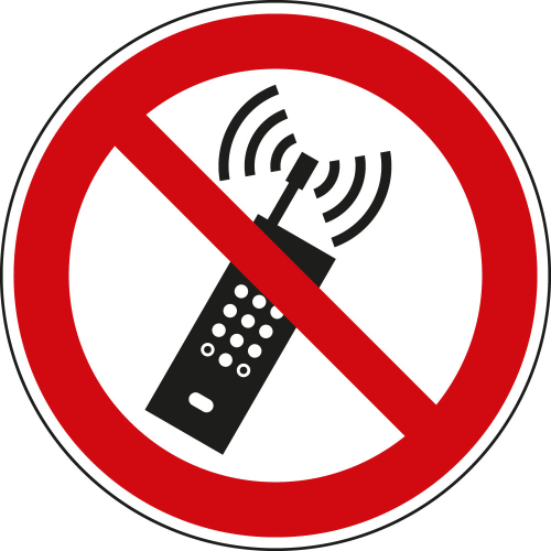 Verbotsschild: Mobiltelefone verboten, ASR/ISO, Kunststoff, Ø 200 mm, 1 Stück Verbotsschild: Mobiltelefone verboten, ASR/ISO, Kunststoff, Ø 200 mm, 1 Stück