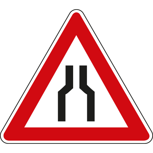 Verkehrszeichen: Verengte Fahrbahn, Nr. 120, Aluminium RA0/RA1/RA2 reflektierend, Schenkellänge 900 mm, 1 Stück