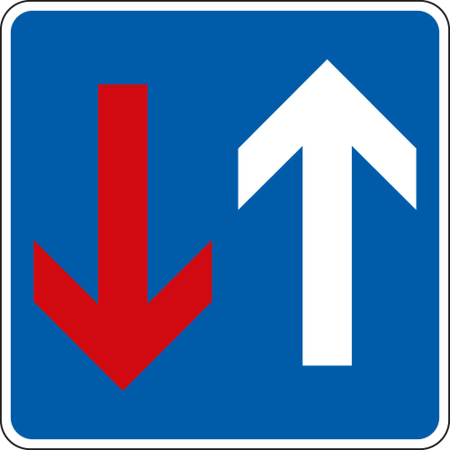 Verkehrszeichen: Vorrang vor Gegenverkehr Nr. 308, Aluminium RA0/RA1/RA2 reflektierend, 600 mm x 600 mm, 1 Stück