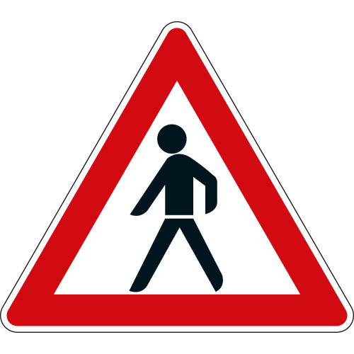 Verkehrszeichen: Fußgänger, Aufstellung rechts oder links, Aluminium reflektierend (RA2)
