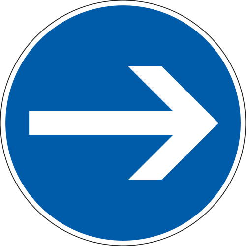 Verkehrszeichen-Nr. 211, Fahrtrichtung hier rechts oder hier links, Aluminium reflektierend RA0/RA1/RA2