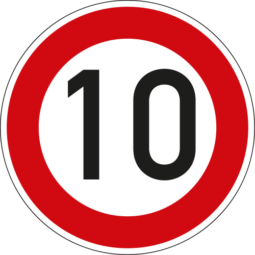 Verkehrszeichen-Nr. 274-10, Zulässige Höchstgeschwindigkeit 10/20/30 km/h, Aluminium reflektierend RA0 oder RA1