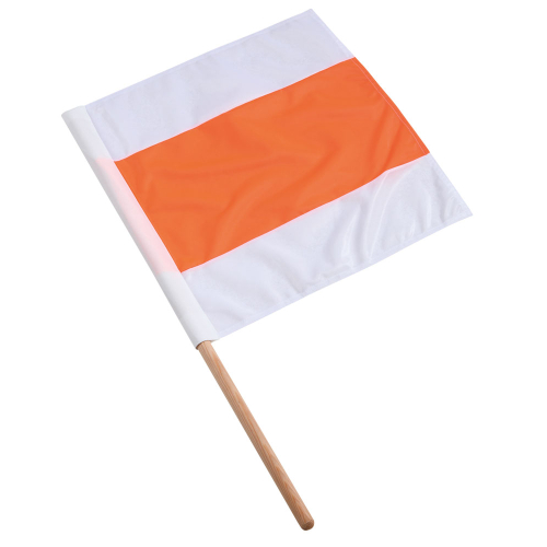 Warnflagge, zwei Farben, Polyester, 500 mm x 500 mm, mit 800 mm langem Holzstiel