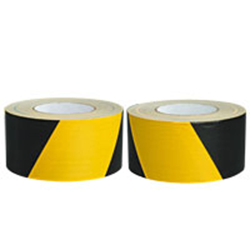 Warnmarkierungsband Set rechts-/linksweisend, gelb-schwarz, ASR A1.3, Gewebefolie selbstklebend, verschiedene Breiten, 50 m / Rolle, 2 Rollen / VE