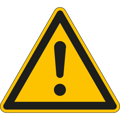 Warnschild: Allgemein, Piktogramm "Ausrufezeichen", ASR/ISO, verschiedene Materialien & Größen, Einzelstück, Bogen oder Rolle
