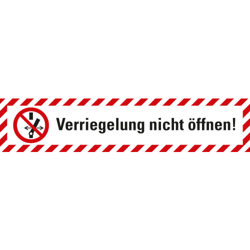 Wartungsaufkleber Verriegelung nicht öffnen!