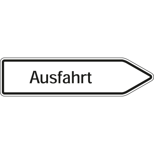 Wegweiser: Ausfahrt rechts- oder linksweisend, weiß, DIN 67520, Aluminium RA0 reflektierend