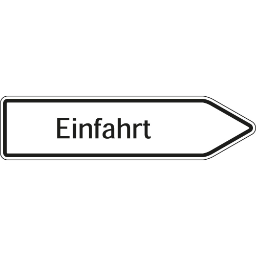 Wegweiser: Einfahrt rechts- oder linksweisend, weiß, DIN 67520, Aluminium RA0 reflektierend