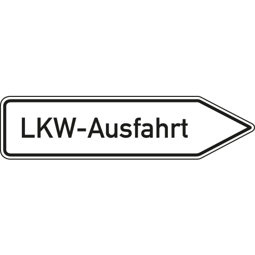 Wegweiser: LKW- Ausfahrt rechts- oder linksweisend, weiß, DIN 67520, Aluminium RA0 reflektierend