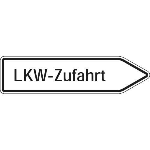 Wegweiser: LKW- Zufahrt rechtsweisend, weiß, DIN 67520, Aluminium RA0 reflektierend, 1400 mm x 350 mm, 1 Stück Wegweiser: LKW- Zufahrt rechtsweisend, weiß, DIN 67520, Aluminium RA0 reflektierend, 1400 mm x 350 mm, 1 Stück