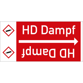 Rohrleitungsband: HD Dampf, mit Gefahrensymbol, DIN 2403, für Rohre ab Ø 15 mm, Folie selbstklebend, 33 m/Rolle