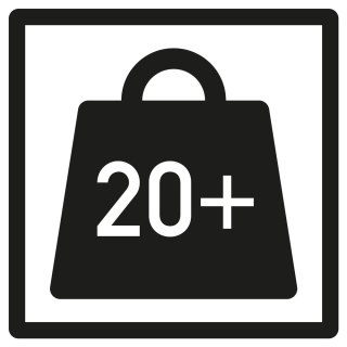 Produkt Hauptbild von Verpackungskennzeichen Pakete mit erhöhtem Gewicht 20kg, seewasserbeständige Folie, 20 x 20mm, 100 St./Rolle