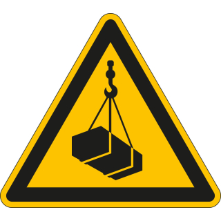Warnschild / Warnzeichen: Warnung vor schwebender Last, Dreieck, gelb-schwarz, ASR/ISO, 