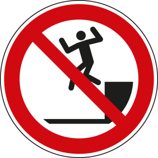 Verbotsschild: Herunterspringen verboten, ISO, Kunststoff oder Aluminium, Ø 200 mm oder 300 mm