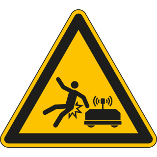 Hauptbild Warnschild Warnung vor Fahrerlosen Transportsystemen, gelb, Schenkellänge 100 oder 200 mm