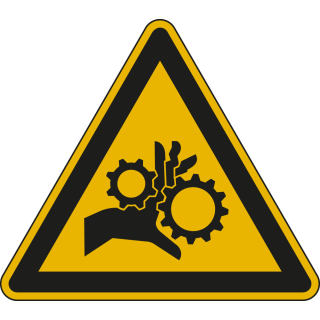 Hauptbild Warnschild: Warnung vor sich bewegenden Zahnrädern, ISO, Standardfolie, Schenkellänge 200 mm