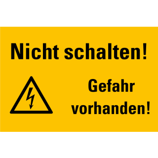 
Warnschild: Nicht schalten! Gefahr vorhanden!, Blitzpfeil, Kunststoff, zwei Größen, nur als Einzelstück
tschmitt
