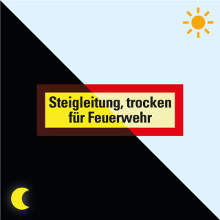 Permalight Power Feuerwehrschild: Steigleitung, trocken für Feuerwehr, Folie selbstklebend lang nachleuchtend, 210 x 74 mm