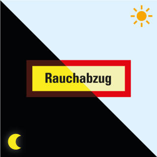 Permalight Power Feuerwehrschild: Rauchabzug, Kunststoff lang nachleuchtend, 297 x 105 mm
