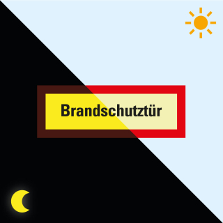 Permalight Power Feuerwehrschild: Brandschutztür, Folie selbstklebend lang nachleuchtend, 210 x 74 mm