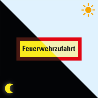 Permalight Power Feuerwehrschild: Feuerwehrzufahrt, Aluminium lang nachleuchtend, 420 x 148 mm