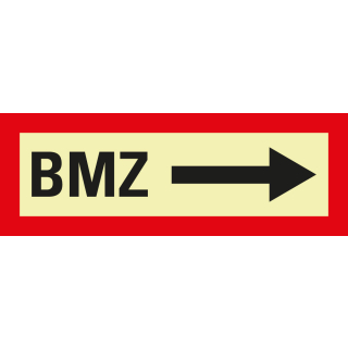 Permalight Power Feuerwehrschild: BMZ rechts, verschiedene Materialien und Größen