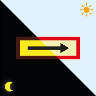 Permalight Power Feuerwehrschild: Pfeil, Folie selbstklebend lang nachleuchtend, 297 x 105 mm