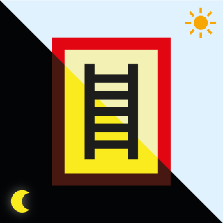 Permalight Power Feuerwehrschild: Stelle zum Anleitern, Aluminium lang nachleuchtend, 200 x 250 mm