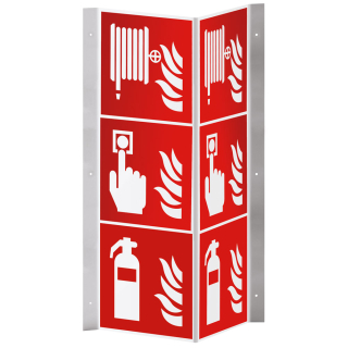 Hauptbild Brandschutz-Nasenschild: Feuerlöscher, Brandmelder, Löschschlauch, ASR/ISO, Kunststoff, 200 x 600 mm