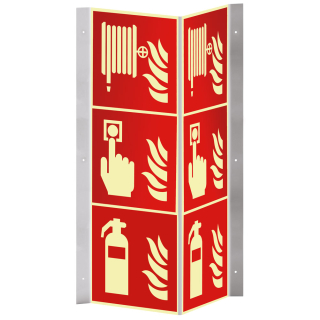 Hauptbild PERMALIGHT® power Nasenschild: Feuerlöscher, Brandmelder, Löschschlauch, ASR/ISO, Kunststoff lang nachleuchtend, 200 x 600 mm