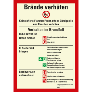 Betriebsaushang: Brandschutzordnung gemäß DIN 14096 Teil A Handfeuermelder, weiß-rot, Folie selbstklebend oder Kunststoff, 210 mm x 297 mm, nur als Einzelstück