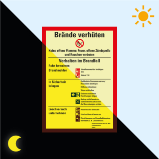 Permalight power Aushang: Brände verhüten, Brandschutzordnung Teil A für bauliche Anlagen mit Handfeuermelder, Kunststoff lang nachleuchtend, 210 x 297 mm