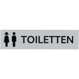 Kombi-Türschild Damen/Herren Toiletten, Piktogramm und Text, Aluminium selbstklebend, 160 x 40 mm