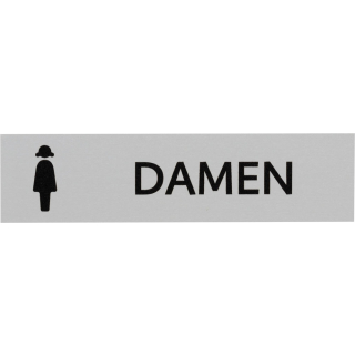 Hauptbild Kombi-Türschild Damen Toiletten, Piktogramm und Text, Aluminium selbstklebend, 160 x 40 mm