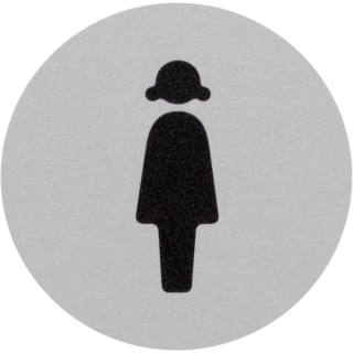 Hauptbild Türschild Damen-Toilette, Aluminium selbstklebend, Ø 60 mm