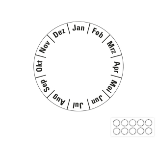 Produkt Hauptbild von Grundplakette für Systemprüfplakette, Jan. - Dez., Folie selbstklebend, Ø 40 mm